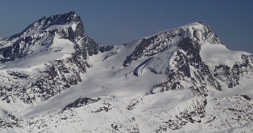 Photographs of the Rimpfischhorn ( 4199 metres ) and Strahlhorn in the ...