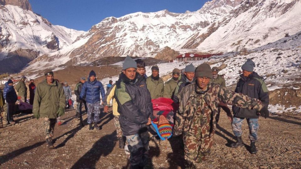 Evacuation of casualty beneath Tharong La