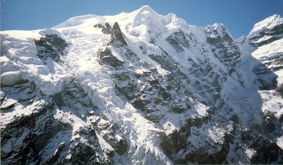 Mera Peak on ascent to Mera La from the Hinku Valley