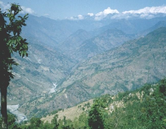 Jannu ( Kumbakharna ) on descent to the Kabeli Khola Valley