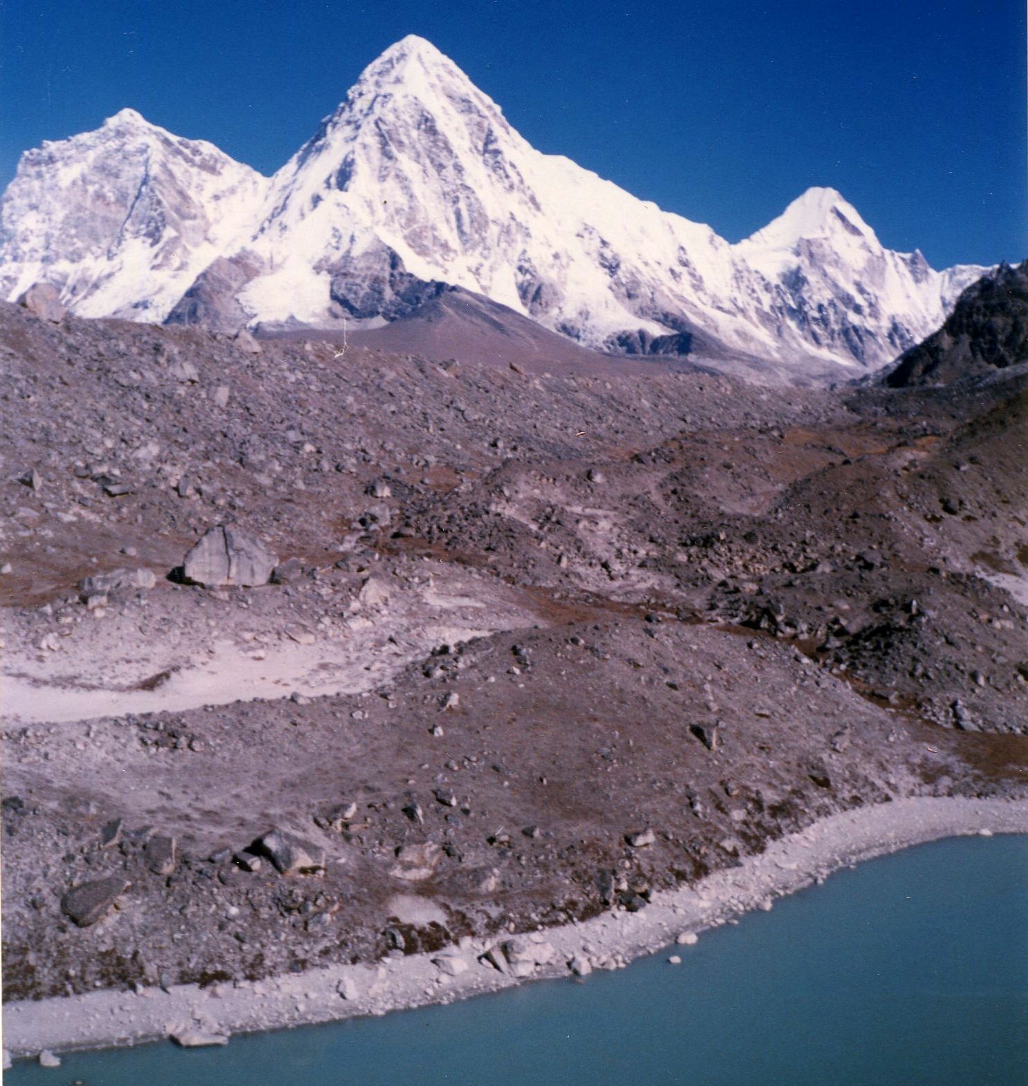 Mt. Pumori and Khumbu Glacier from above Lingten Pokhari