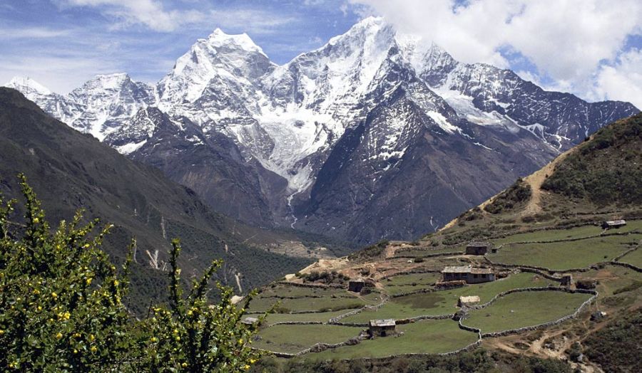 Kang Taiga and Thamserku from Namche Bazaar