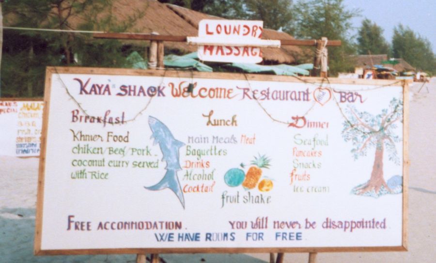 Noticeboard on Occheuteal Beach at Sihanoukville in Southern Cambodia