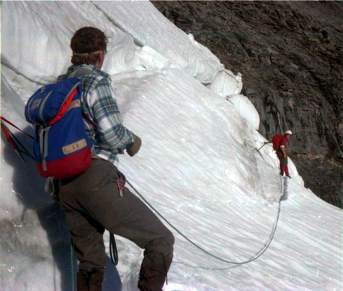 On ascent above the Schmadri Hut in the Bernese Oberlands Region of the Swiss Alps