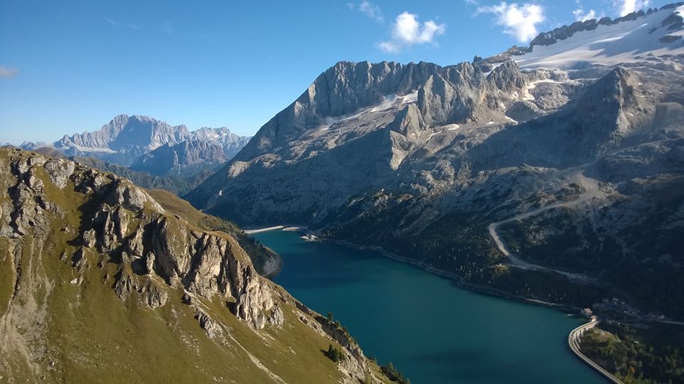 Marmolada and Lago Fedaia in the Italian Dolomites