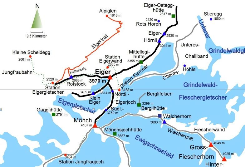 Map of the Eiger region