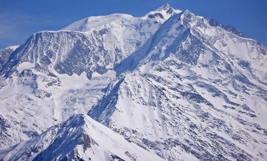 Monte Bianco ( Mont Blanc ) above Courmayeur in Italy