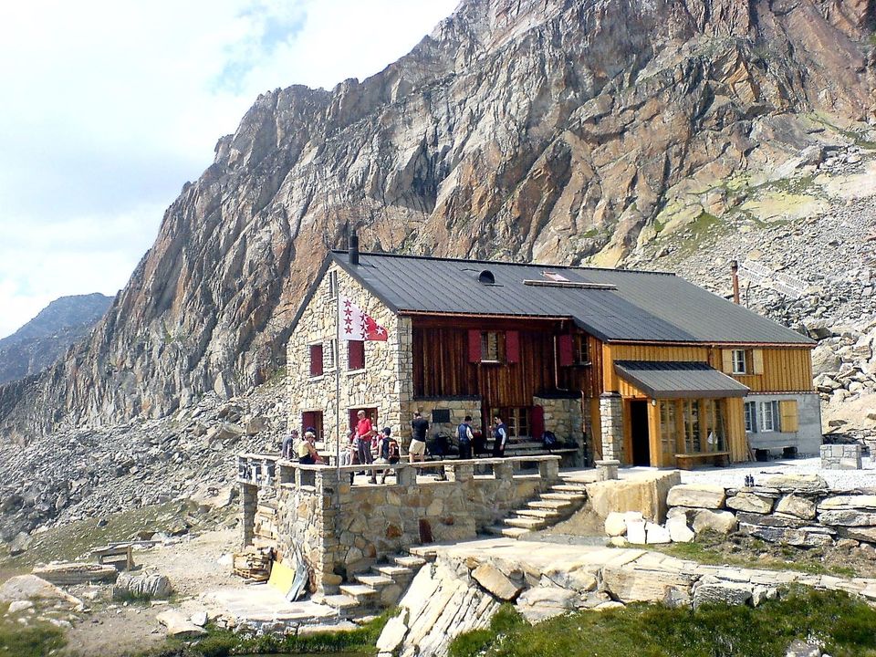 The Almageller Hut above Saas Almagell in the Zermatt ( Valais ) Region of the Swiss Alps