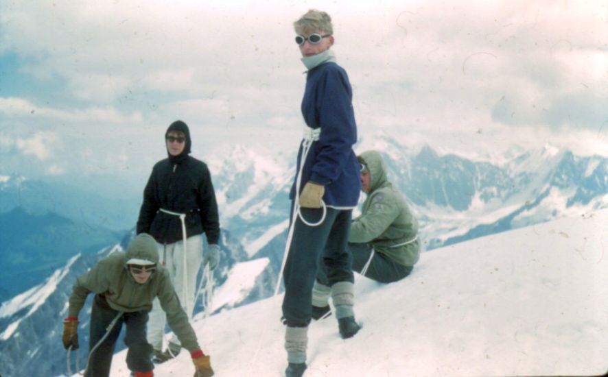 24th Glasgow ( Bearsden ) Scout Group on summit of Morgenhorn in the Bernese Oberlands of the Swiss Alps