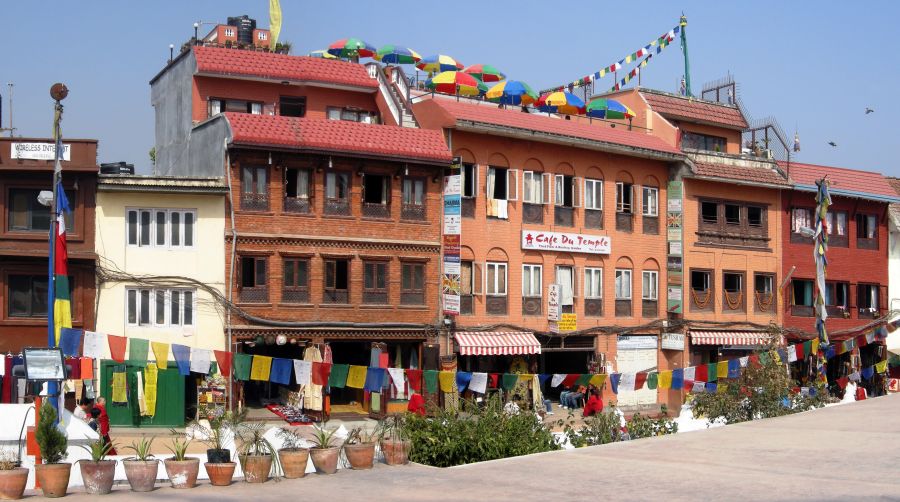 View from the Buddhist Stupa at Bodnath ( Baudhanath ) in Kathmandu