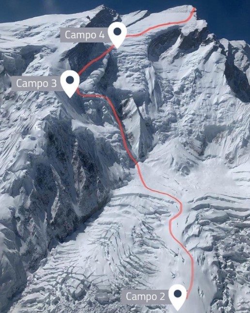 Camps on NE Ridge ascent route on Annapurna I