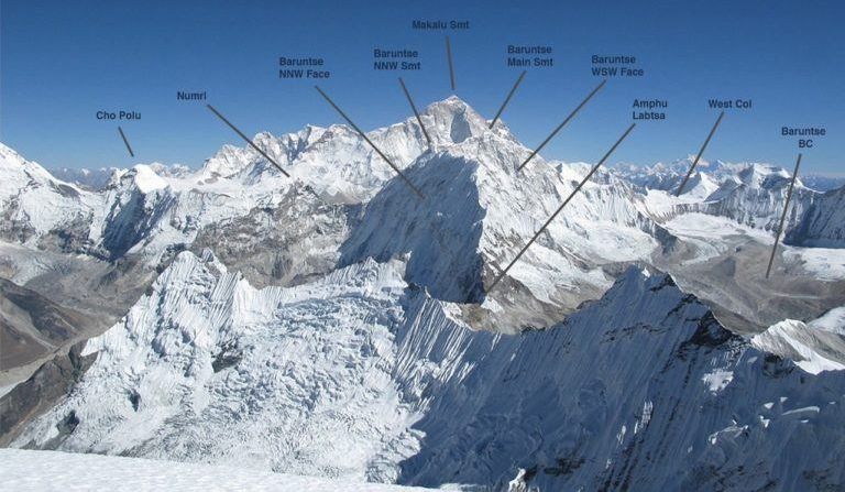 Mount Makalu and neighbouring peaks