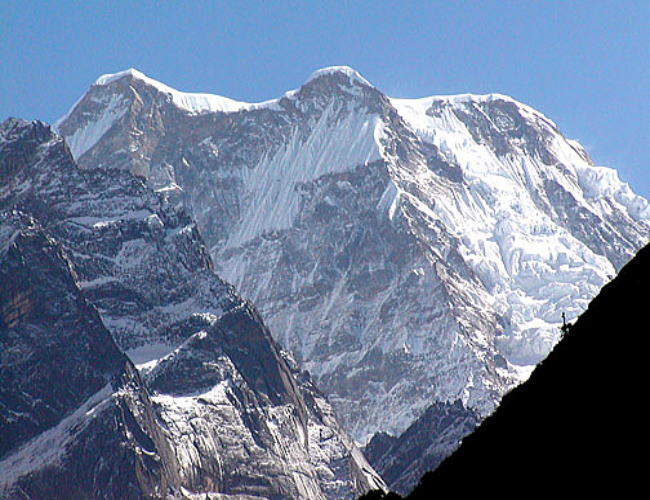 Mera Peak from the Hinku Valley in the Nepal Himalaya