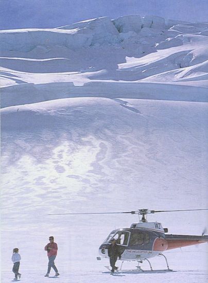 Helicopter hike on the Franz Joseph Glacier in the Southern Alps of the South Island of New Zealand