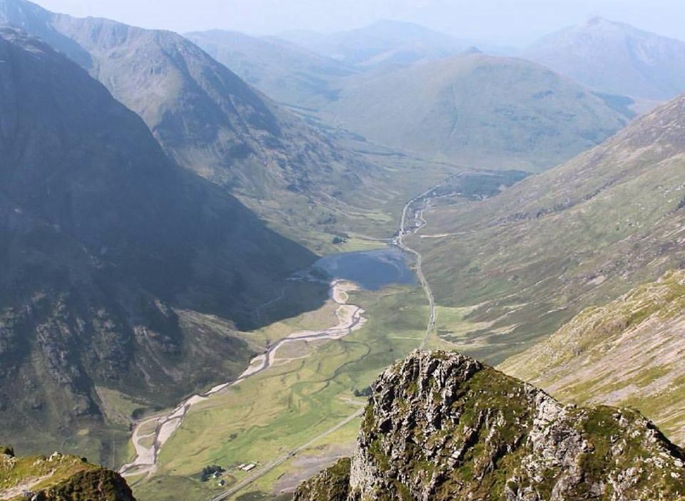 View from Aonach Eagach Ridge in Glencoe in the Highlands of Scotland