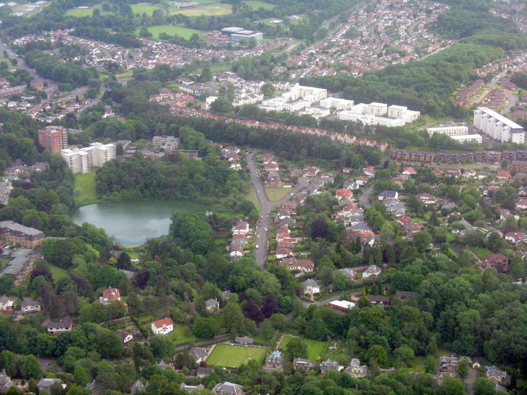 Aerial view of St.Germain's Loch in Bearsden