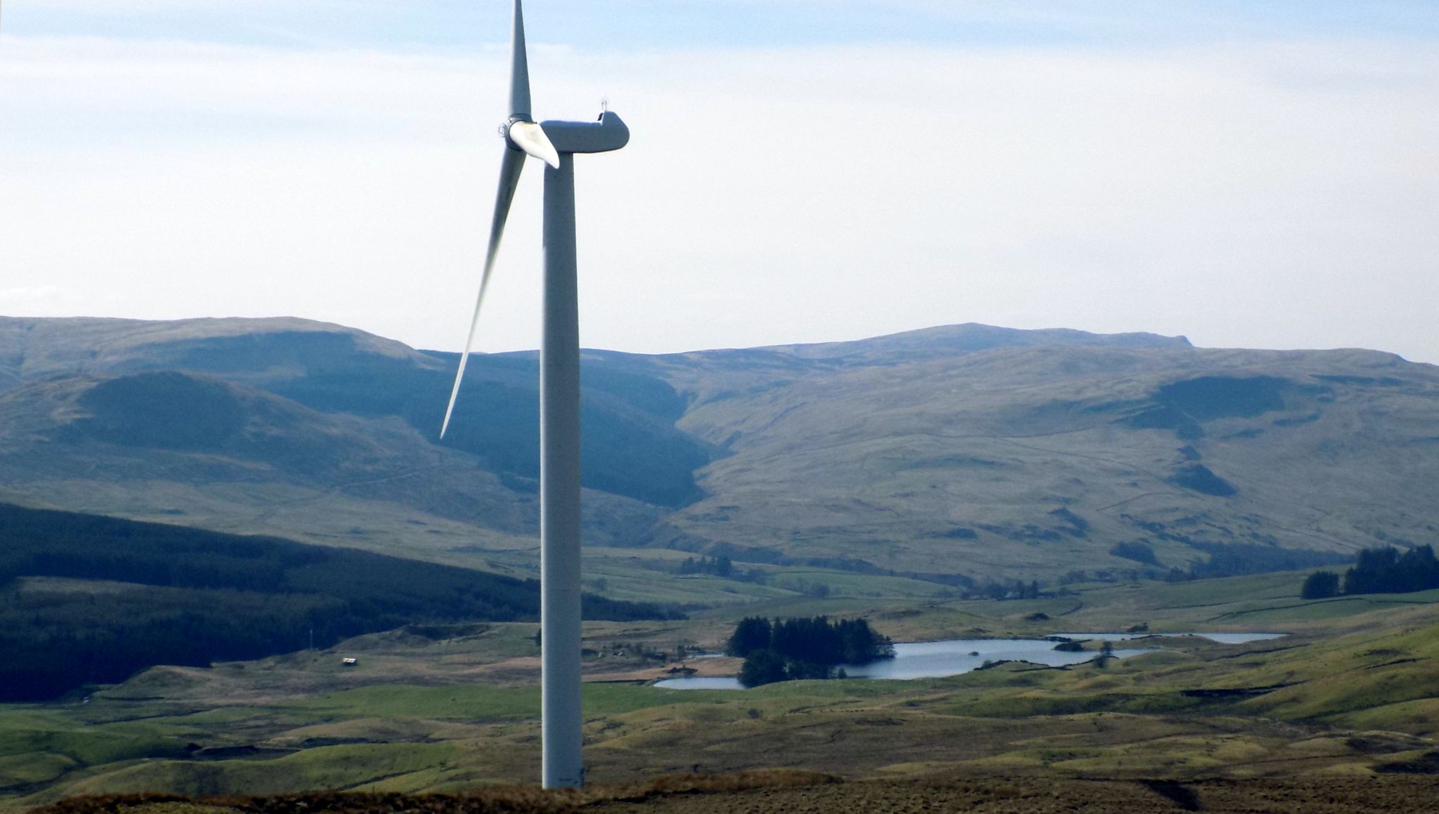 Campsie Fells and Loch Walton from wind Turbine on Hart Hill