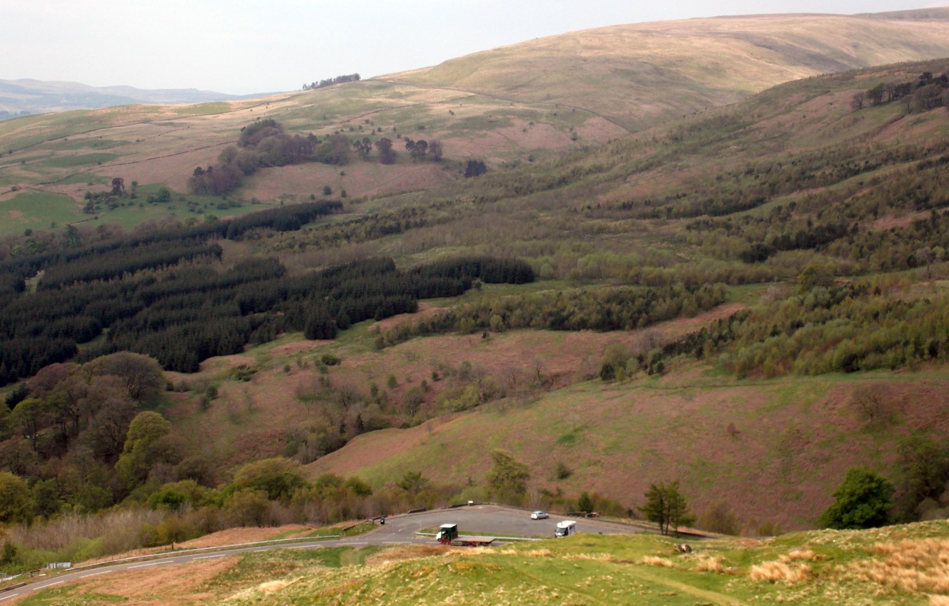 "Car park in the Sky" on Crow Road beneath the Campsie Fells