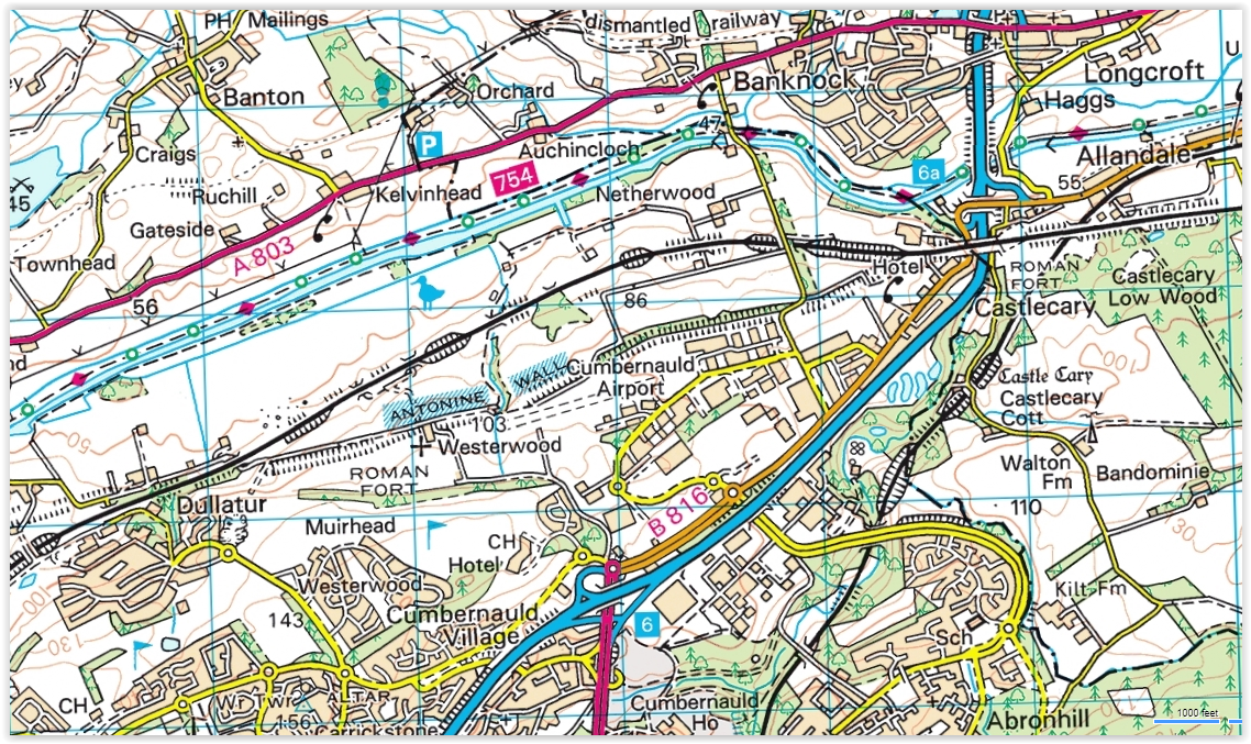 Map of Antonine Wall at Castlecary near Cumbernauld