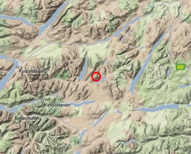 Location Map for Loch Treig and Beinn na Lap