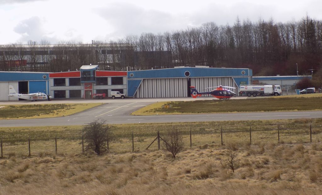 Cumbernauld Airport from route of the Antonine Wall at Tollpark