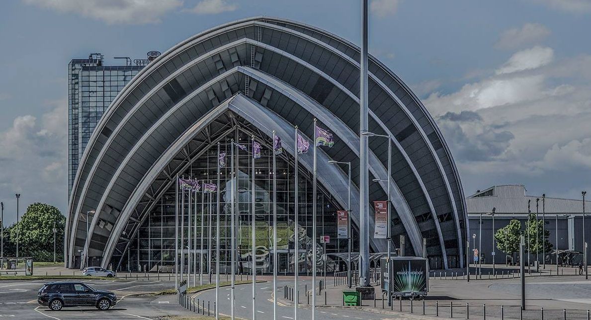 The entrance facade of the Armadillo Building