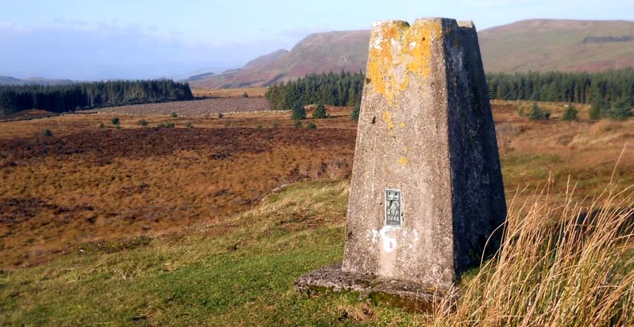 Campsie Fells from trig point on Blairskaith Muir