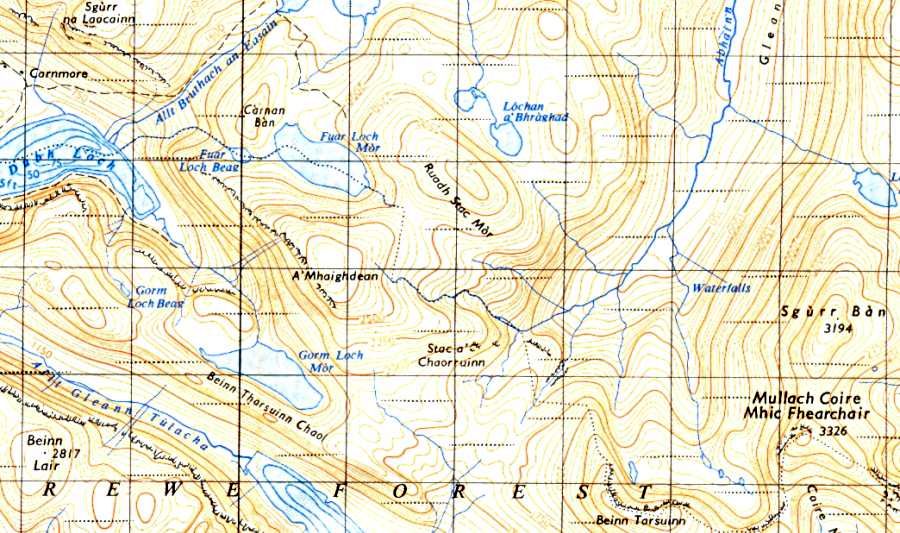 Map of A Mhaighdean in the NW Highlands of Scotland