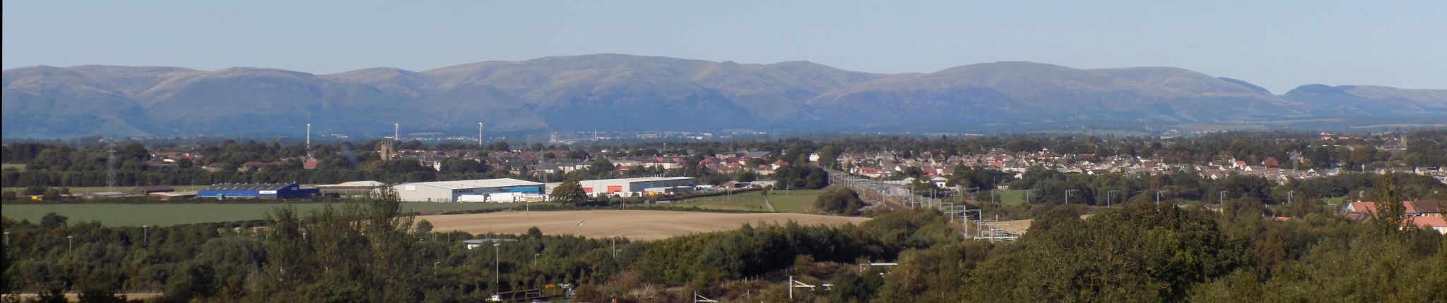 Ochil Hills from the upper platform of the Falkirk Wheel