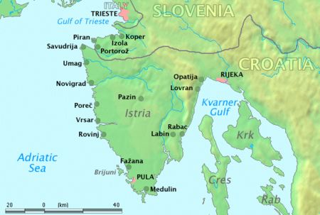 Map of the Istrian Peninsula