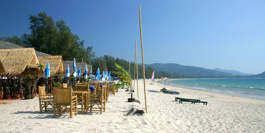 Photographs of the beach at Ao Bang Tao on Ko Phuket in Southern Thailand