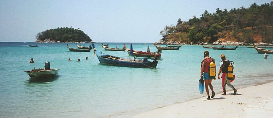 Beach at Ao Kata on Ko Phuket in Southern Thailand